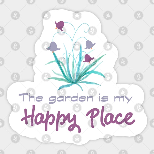 The garden is my happy place for gardeners Sticker by artsytee